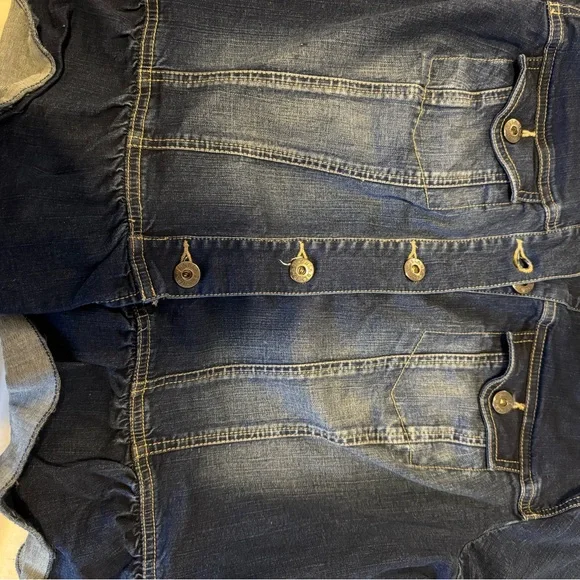 Belle by Kim Gravel Dark Blue Denim Jacket w/freyed hem-EUC - Picture 10 of 11